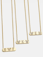 Mickey Mouse 18K Gold & Cubic Zirconia Initial Bar Necklace - Gold/Pavé