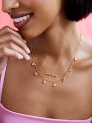 Disney Mickey Mouse 18K Gold Plated Sterling Silver Custom Nameplate Necklace - Gold/Pavé