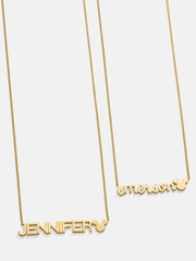 Disney Mickey Mouse 18K Gold Plated Sterling Silver Custom Nameplate Necklace - Gold/Pavé