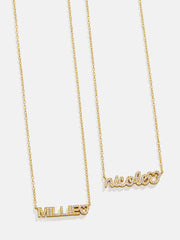 Disney Mickey Mouse 18K Gold Plated Sterling Silver Custom Nameplate Necklace - Gold/Pavé