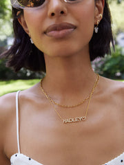 Disney Mickey Mouse 18K Gold Plated Sterling Silver Custom Nameplate Necklace - Gold/Pavé