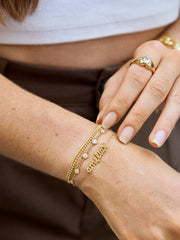 Disney Mickey Mouse 18K Gold Plated Sterling Silver Custom Nameplate Bracelet - Gold