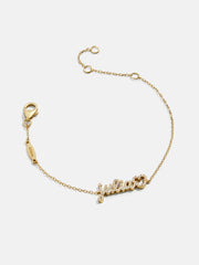 Disney Mickey Mouse 18K Gold Plated Sterling Silver Custom Nameplate Bracelet - Gold/Pavé