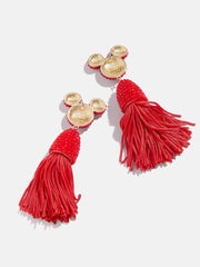 Disney Mickey Mouse Tassel Earrings - Red