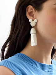 Disney Mickey Mouse Tassel Earrings - White