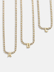 Ruth Initial Tennis Necklace - Gold/Pavé