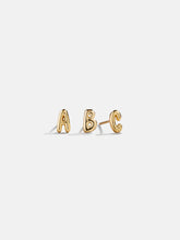 18K Gold Single Bubble Initial Earring - Bubble Initial