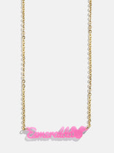 Disney Mickey Mouse Acrylic Custom Nameplate Necklace - Translucent Magenta