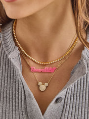 Disney Mickey Mouse Acrylic Custom Nameplate Necklace - Translucent Magenta