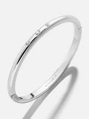 Nadia Classic Hinge Bangle - Classic Thin Silver Triple Bezel