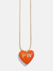Millie Bubble Heart Custom Initial Necklace - Orange