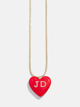 Millie Bubble Heart Custom Initial Necklace - Red