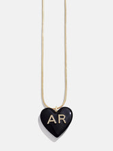 Millie Bubble Heart Custom Initial Necklace - Black