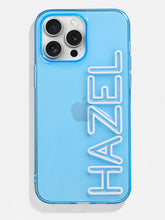 Fine Line Custom iPhone Case - Transparent Sky Blue/White