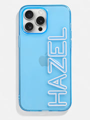 Fine Line Custom iPhone Case - Transparent Sky Blue/White