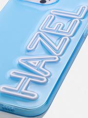 Fine Line Custom iPhone Case - Transparent Sky Blue/White