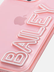 Fine Line Custom iPhone Case - Transparent Pink/White