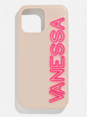 Fine Line Custom iPhone Case - Beige/Hot Pink