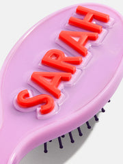 Mini Block Font Custom Hair Brush - Light Purple/Red