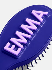 Mini Block Font Custom Hair Brush - Navy/Light Purple