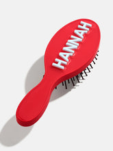 Mini Block Font Custom Hair Brush - Red/Light Blue