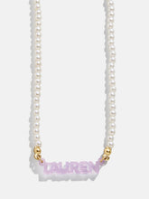 Beaded Kids' Custom Nameplate Necklace - Pearl