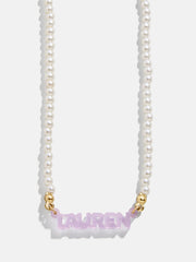 Beaded Kids' Custom Nameplate Necklace - Pearl
