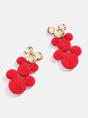Disney Mickey Mouse Beaded Statement Earrings - Red