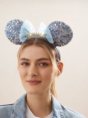 Disney Minnie Mouse Crystal Blue Custom Ears Headband - Minnie Mouse Crystal Blue Custom Ears
