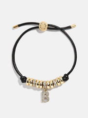 Natisha Initial Pull-Tie Bracelet - Gold/Black