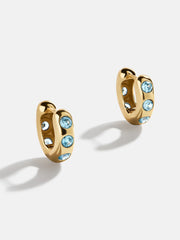 Sydney 18K Gold Birthstone Earrings - Aquamarine