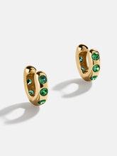 Sydney 18K Gold Birthstone Earrings - Emerald