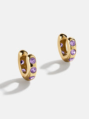 Sydney 18K Gold Birthstone Earrings - Light Amethyst
