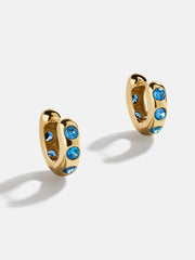 Sydney 18K Gold Birthstone Earrings - Blue Zircon