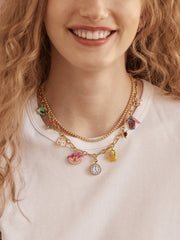 Disney Alice in Wonderland Charm Necklace - Gold/Multi