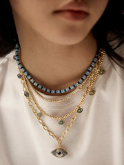 Evil Eye Pisa Necklace - Gold/Blue