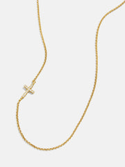 18K Gold Asymmetrical Cross Necklace - Cross