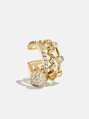 Simone 18K Gold Ear Cuff - Gold/Pavé