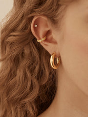 18K Gold Heart Ear Cuff - Heart