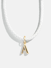 Leather Initial Necklace - White