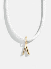 Leather Initial Necklace - White