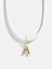 Leather Initial Necklace - White