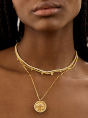 18K Gold Celestial Reversible Pendant Necklace - Black