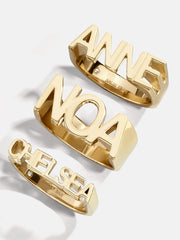 18K Gold Fineline Custom Nameplate Ring - Gold