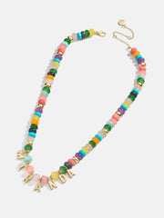 Semi-Precious Gold Custom Nameplate Necklace - Gold/Multi