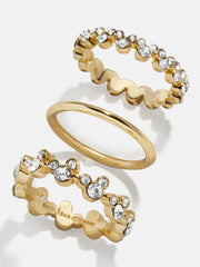 Disney Mickey Mouse Ring Set - Gold/Pavé