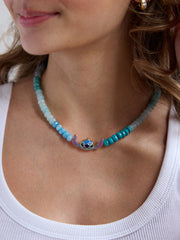 Disney Stitch Semi-Precious Necklace - Blue