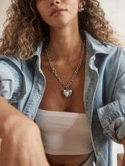 Millie Bubble Heart Necklace - Silver