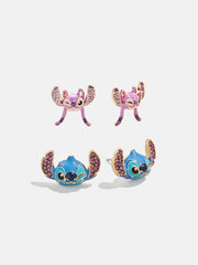 Disney Stitch and Angel Earring Set - Blue/Pink