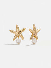 Alana Starfish Earrings - Gold/Pearl